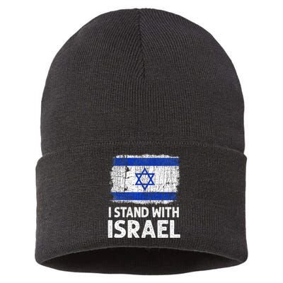 I Stand With Israel USA Israeli Flag Jewish  Sustainable Knit Beanie