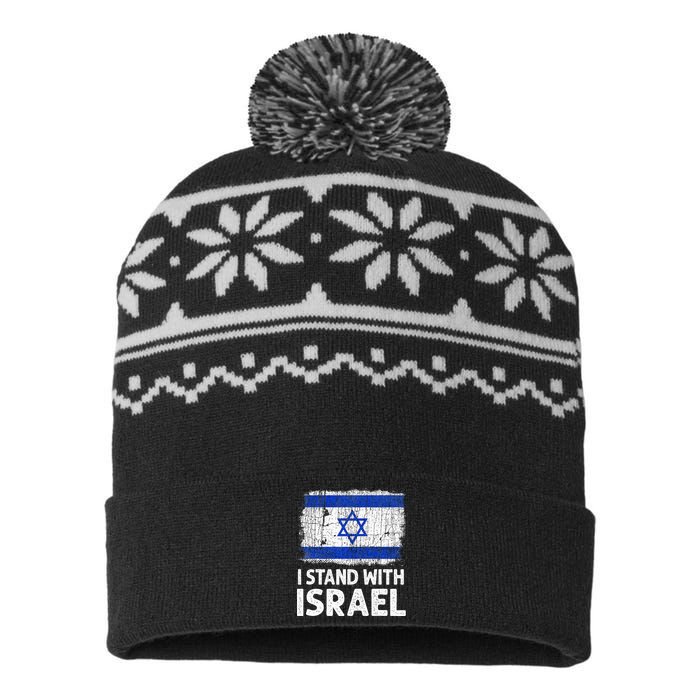 I Stand With Israel USA Israeli Flag Jewish  USA-Made Snowflake Beanie