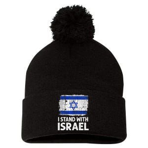 I Stand With Israel USA Israeli Flag Jewish  Pom Pom 12in Knit Beanie