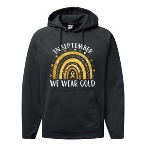 In September We Wear Gold Childhood Cancer Awareness Rainbow Performance Fleece Hoodie