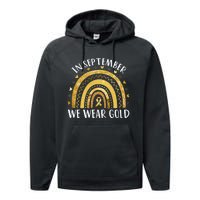 In September We Wear Gold Childhood Cancer Awareness Rainbow Performance Fleece Hoodie