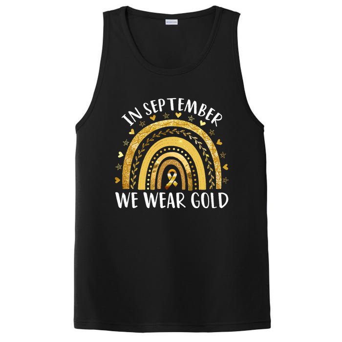 In September We Wear Gold Childhood Cancer Awareness Rainbow PosiCharge Competitor Tank