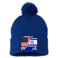 I Stand With Israel Israeli Palestinian Conflict Pro Israel Pom Pom 12in Knit Beanie