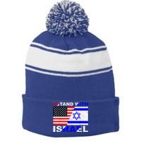 I Stand With Israel Israeli Palestinian Conflict Pro Israel Stripe Pom Pom Beanie