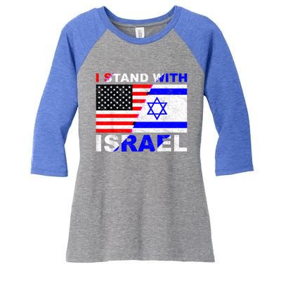 I Stand With Israel Israeli Palestinian Conflict Pro Israel Women's Tri-Blend 3/4-Sleeve Raglan Shirt