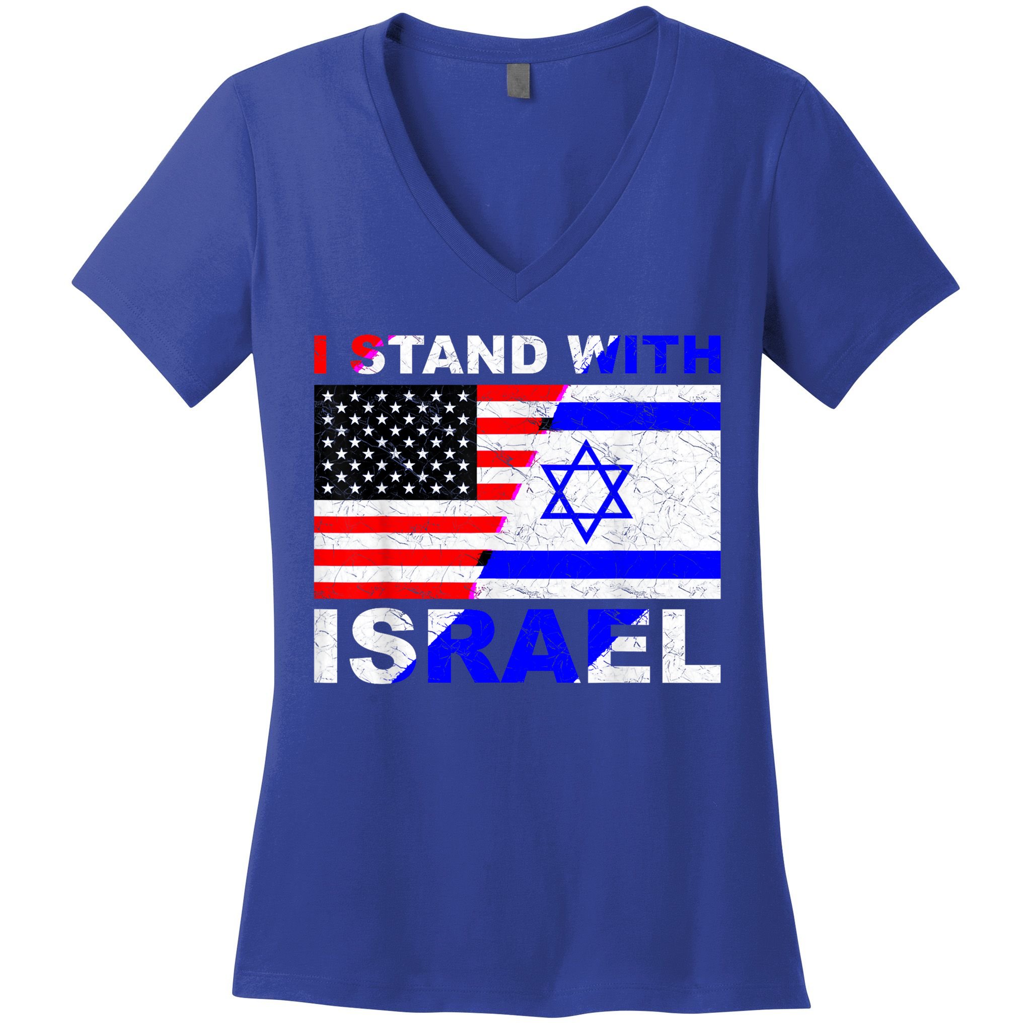 I Stand With Israel Israeli Palestinian Conflict Pro Israel Women's V-Neck T-Shirt