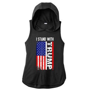 I Stand With President Trump Pro Trump Supporter Anti Biden Ladies PosiCharge Tri-Blend Wicking Draft Hoodie Tank