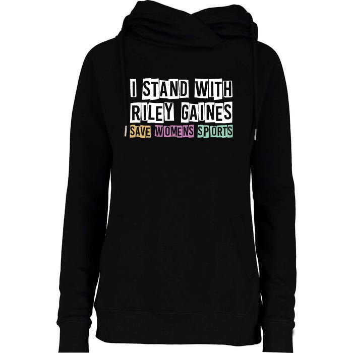 I Stand With Riley Gaines | Save Womens Sports Womens Funnel Neck Pullover Hood