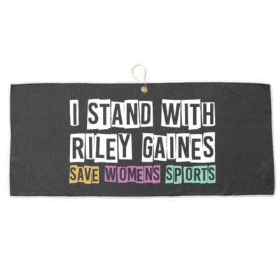 I Stand With Riley Gaines | Save Womens Sports Large Microfiber Waffle Golf Towel