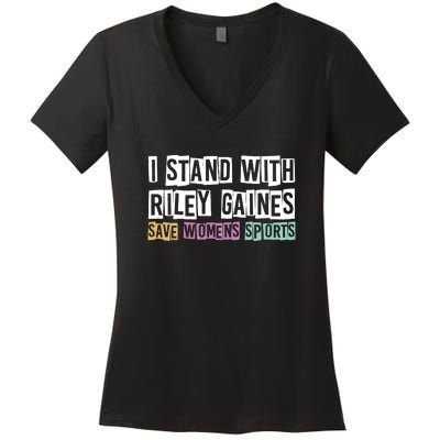 I Stand With Riley Gaines | Save Womens Sports Women's V-Neck T-Shirt