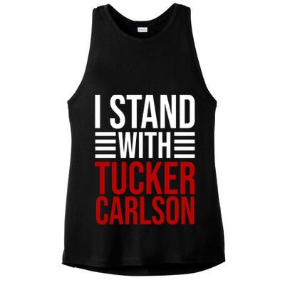 I Stand With Tucker Carlson Political Ladies PosiCharge Tri-Blend Wicking Tank