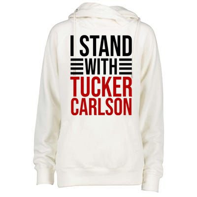 I Stand With Tucker Carlson Political Womens Funnel Neck Pullover Hood