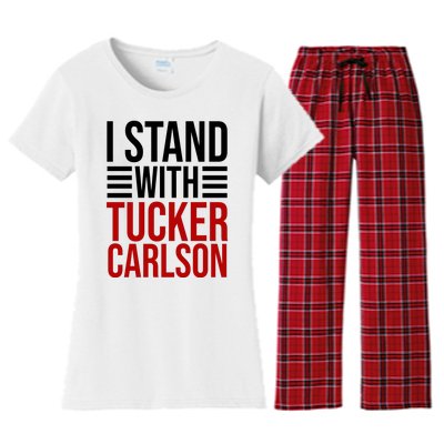 I Stand With Tucker Carlson Political Women's Flannel Pajama Set