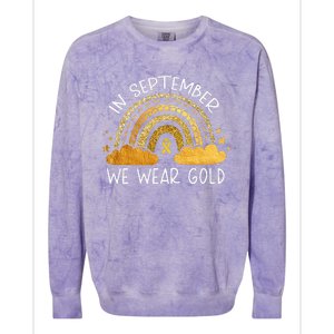 In September We Wear Gold Childhood Cancer Awareness Rainbow Colorblast Crewneck Sweatshirt