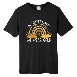 In September We Wear Gold Childhood Cancer Awareness Rainbow Tall Fusion ChromaSoft Performance T-Shirt