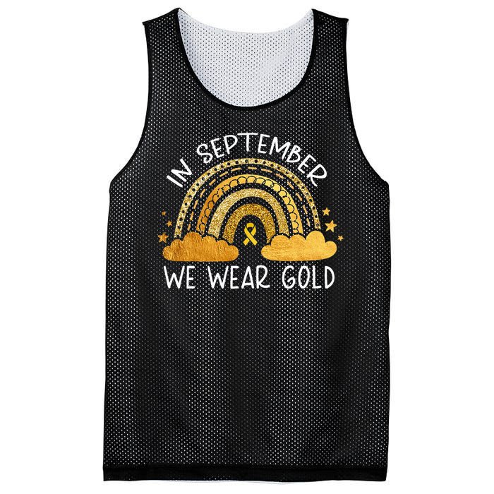 In September We Wear Gold Childhood Cancer Awareness Rainbow Mesh Reversible Basketball Jersey Tank