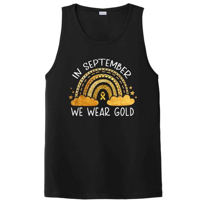 In September We Wear Gold Childhood Cancer Awareness Rainbow PosiCharge Competitor Tank