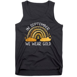 In September We Wear Gold Childhood Cancer Awareness Rainbow Tank Top