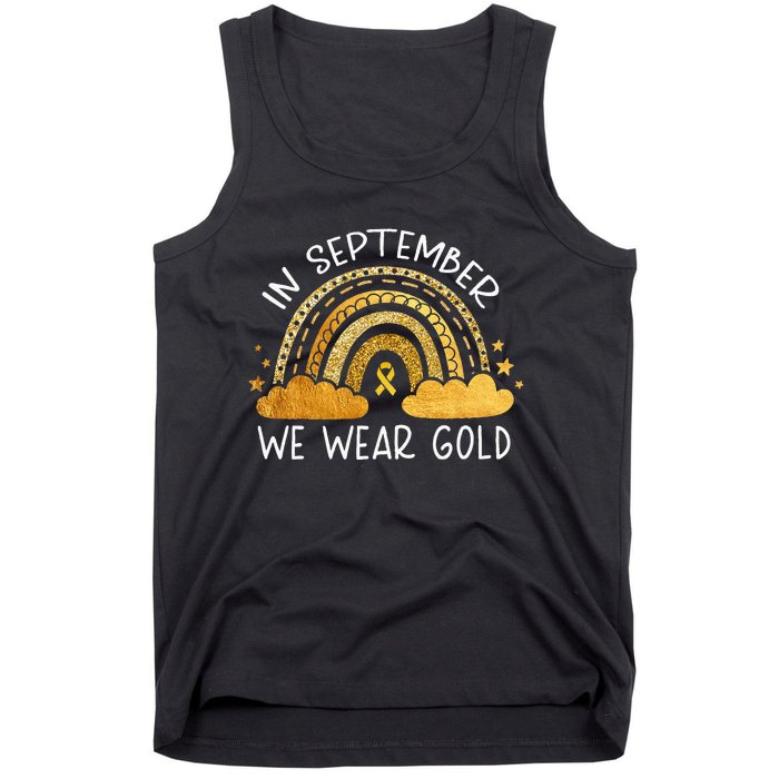 In September We Wear Gold Childhood Cancer Awareness Rainbow Tank Top