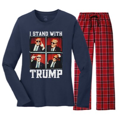 I Stand With Trump My President Women's Long Sleeve Flannel Pajama Set 