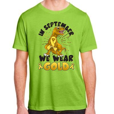 In September We Wear Gold Trex Dinosaur Childhood Cancer Awareness Adult ChromaSoft Performance T-Shirt