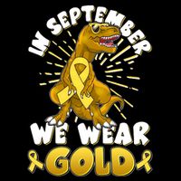 In September We Wear Gold Trex Dinosaur Childhood Cancer Awareness Hoodie