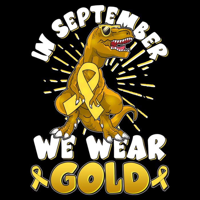 In September We Wear Gold Trex Dinosaur Childhood Cancer Awareness Hoodie