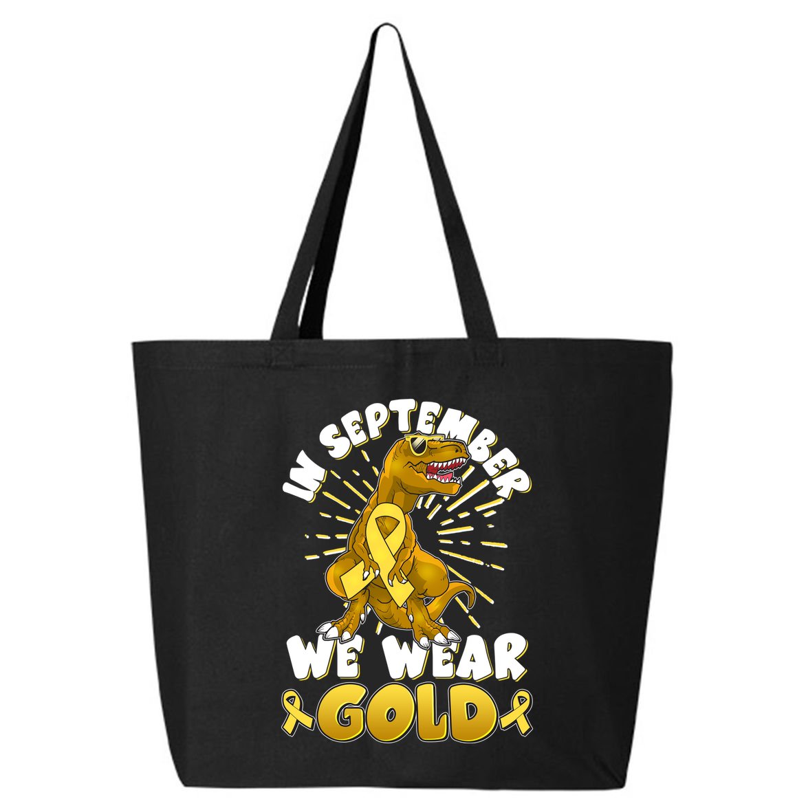 In September We Wear Gold Trex Dinosaur Childhood Cancer Awareness 25L Jumbo Tote