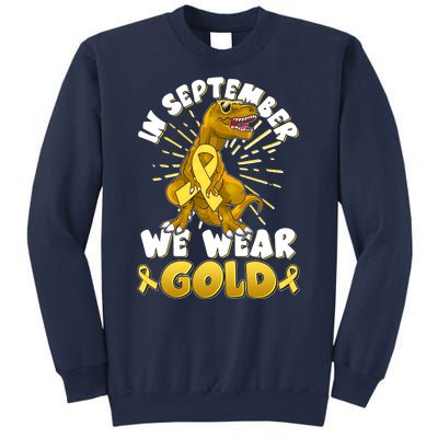 In September We Wear Gold Trex Dinosaur Childhood Cancer Awareness Sweatshirt