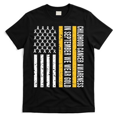 In September We Wear Gold Childhood Cancer Awareness Flag T-Shirt