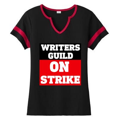 I Stand With Writers Guild On Strike Wga Strike Ladies Halftime Notch Neck Tee