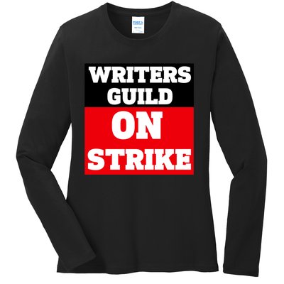 I Stand With Writers Guild On Strike Wga Strike Ladies Long Sleeve Shirt