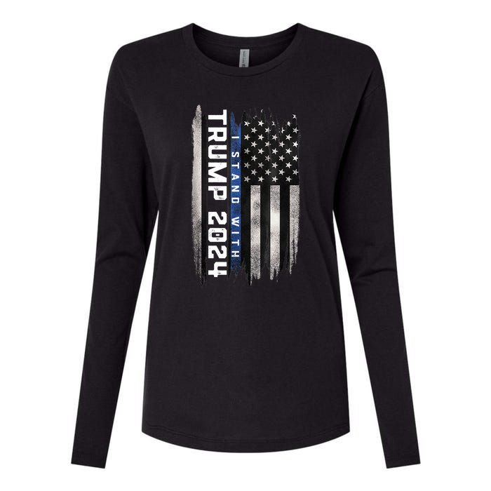 I Stand With Trump 2024 Pro Trump Supporter Anti Biden Womens Cotton Relaxed Long Sleeve T-Shirt