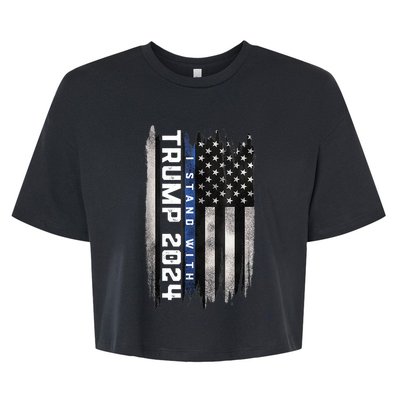 I Stand With Trump 2024 Pro Trump Supporter Anti Biden Bella+Canvas Jersey Crop Tee