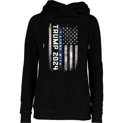 I Stand With Trump 2024 Pro Trump Supporter Anti Biden Womens Funnel Neck Pullover Hood