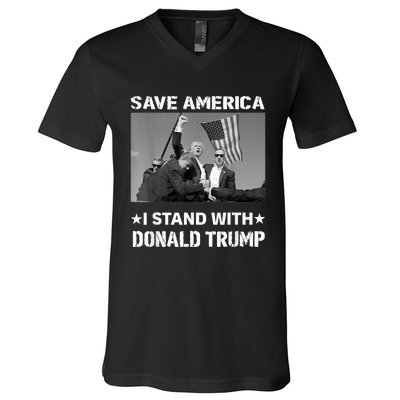 I Stand With Donald Trump I Protect Trump Save America V-Neck T-Shirt