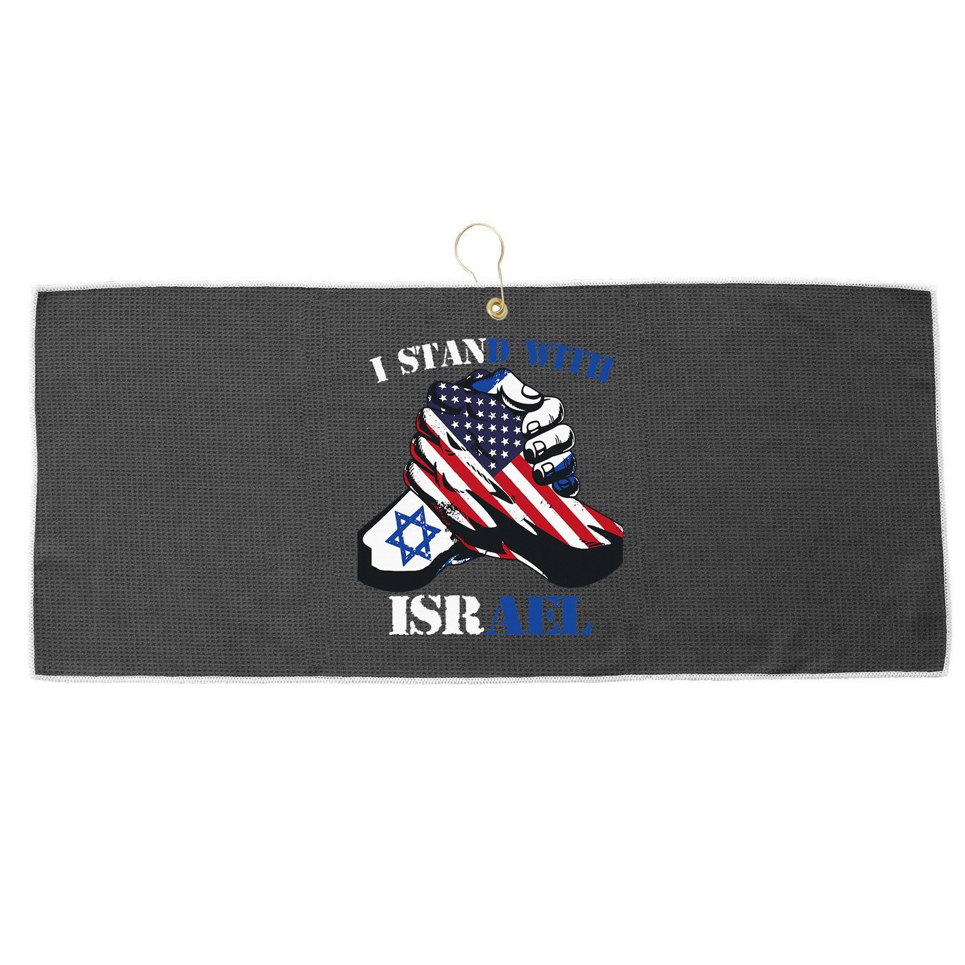 I Stand With Israel Support Israel Love Israeli Brotherhood Large Microfiber Waffle Golf Towel