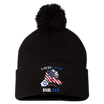 I Stand With Israel Support Israel Love Israeli Brotherhood Pom Pom 12in Knit Beanie