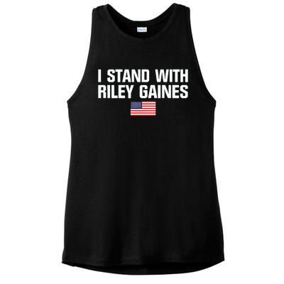 I Stand With Riley Gaines US Swimmer Save Womens Sports American Flag Ladies PosiCharge Tri-Blend Wicking Tank