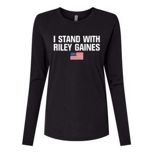 I Stand With Riley Gaines US Swimmer Save Womens Sports American Flag Womens Cotton Relaxed Long Sleeve T-Shirt