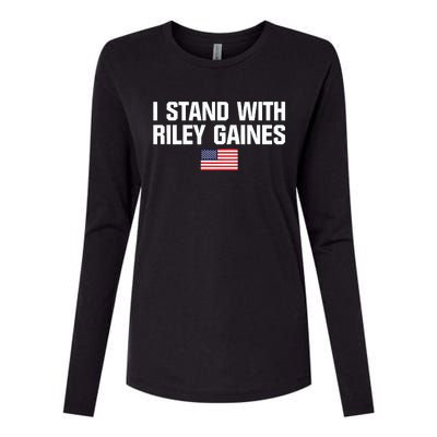 I Stand With Riley Gaines US Swimmer Save Womens Sports American Flag Womens Cotton Relaxed Long Sleeve T-Shirt