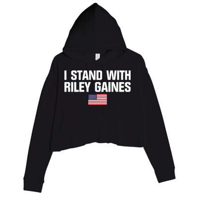 I Stand With Riley Gaines US Swimmer Save Womens Sports American Flag Crop Fleece Hoodie