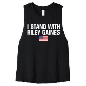 I Stand With Riley Gaines US Swimmer Save Womens Sports American Flag Women's Racerback Cropped Tank