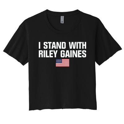 I Stand With Riley Gaines US Swimmer Save Womens Sports American Flag Women's Crop Top Tee