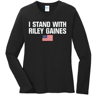 I Stand With Riley Gaines US Swimmer Save Womens Sports American Flag Ladies Long Sleeve Shirt