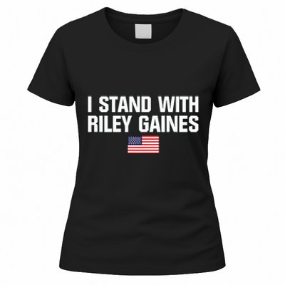 I Stand With Riley Gaines US Swimmer Save Womens Sports American Flag Women's T-Shirt