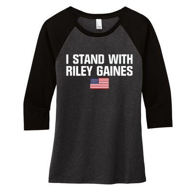 I Stand With Riley Gaines US Swimmer Save Womens Sports American Flag Women's Tri-Blend 3/4-Sleeve Raglan Shirt