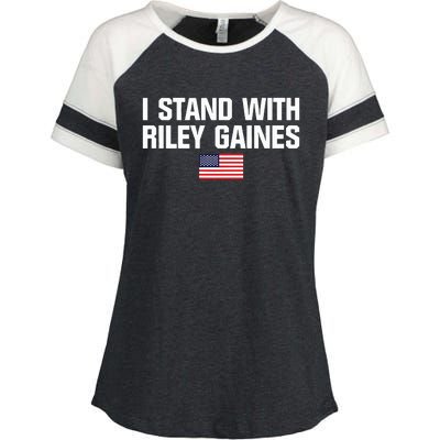 I Stand With Riley Gaines US Swimmer Save Womens Sports American Flag Enza Ladies Jersey Colorblock Tee