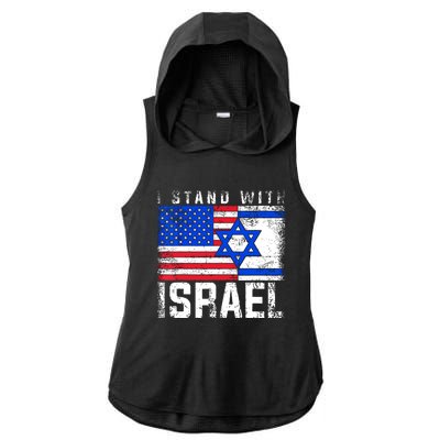 I Stand With Israel Ladies PosiCharge Tri-Blend Wicking Draft Hoodie Tank