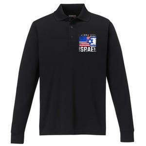 I Stand With Israel Performance Long Sleeve Polo